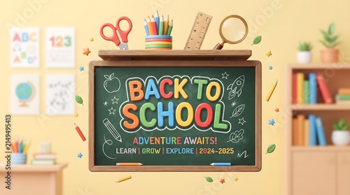 Back to School Chalkboard Sign with Classroom Supplies