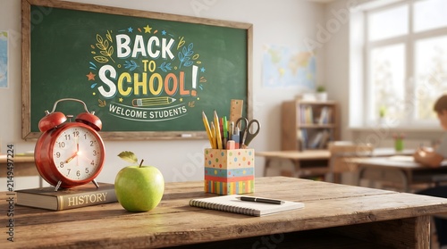 Back to School Chalkboard Sign in a Classroom Setting
