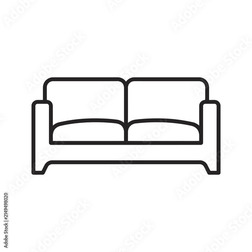 Minimalist two seater modern sofa couch furniture line drawing icon set.