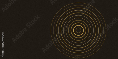 Quadro su tela Radar screen showing gold circular waves expanding on a dark background