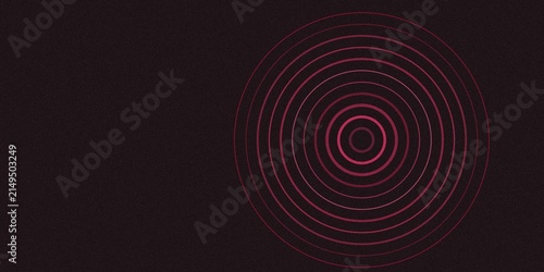 Cuadro en lienzo Radar screen showing pink circular waves expanding on a dark background