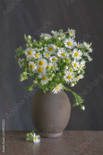 Background with field flowers in a vase