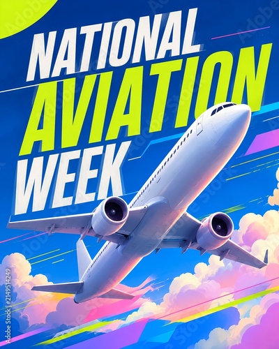 National Aviation Week, August. Holiday illustration.