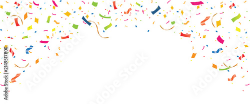 Festive colorful falling confetti rainbow for celebration birthday party carnival fun vibrant bright abstract