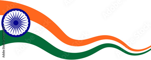 Flying tricolor flag of India with the Ashoka Chakra, isolated on transparent background. Patriotic National Symbol with copy space. PNG