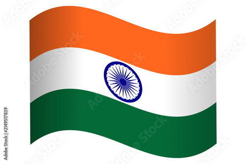 Waving India National Flag with Ashoka Chakra, isolated on a transparent background. Indian Tricolor Patriotic Symbol. PNG