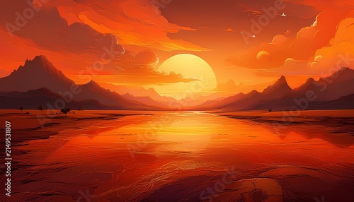 Abstract Background Orange Sky Fiery Orange Sunset Sky