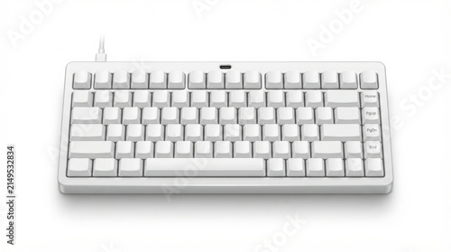 White mechanical keyboard with a minimal design and a compact layout