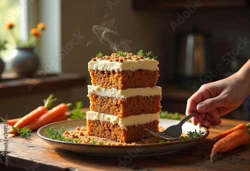Lush Carrot Cake Tower Cream Cheese Frosting Rustic Farmhouse Dessert Display