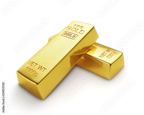 A bank gold bars isolated