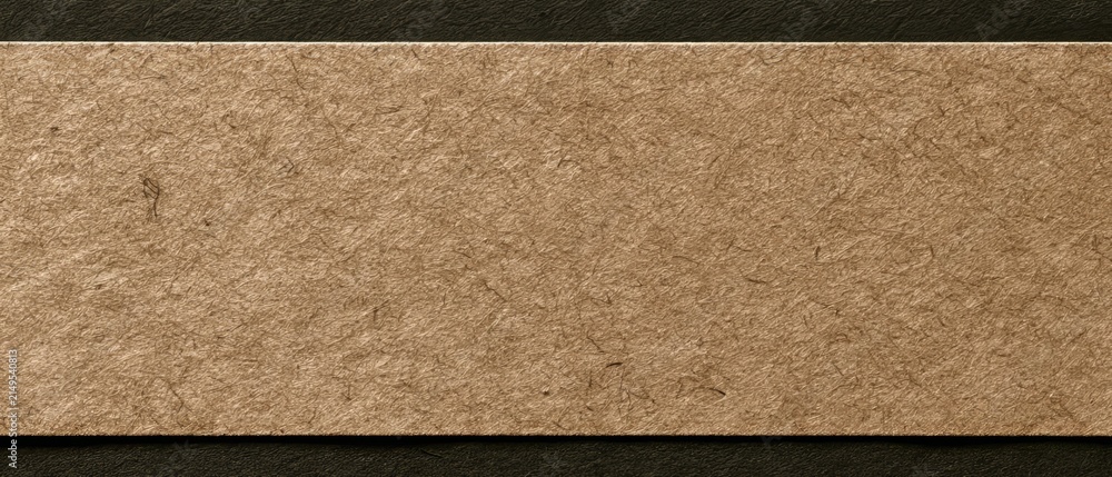 Fototapeta premium Textured brown paper with visible fibers and a dark background border