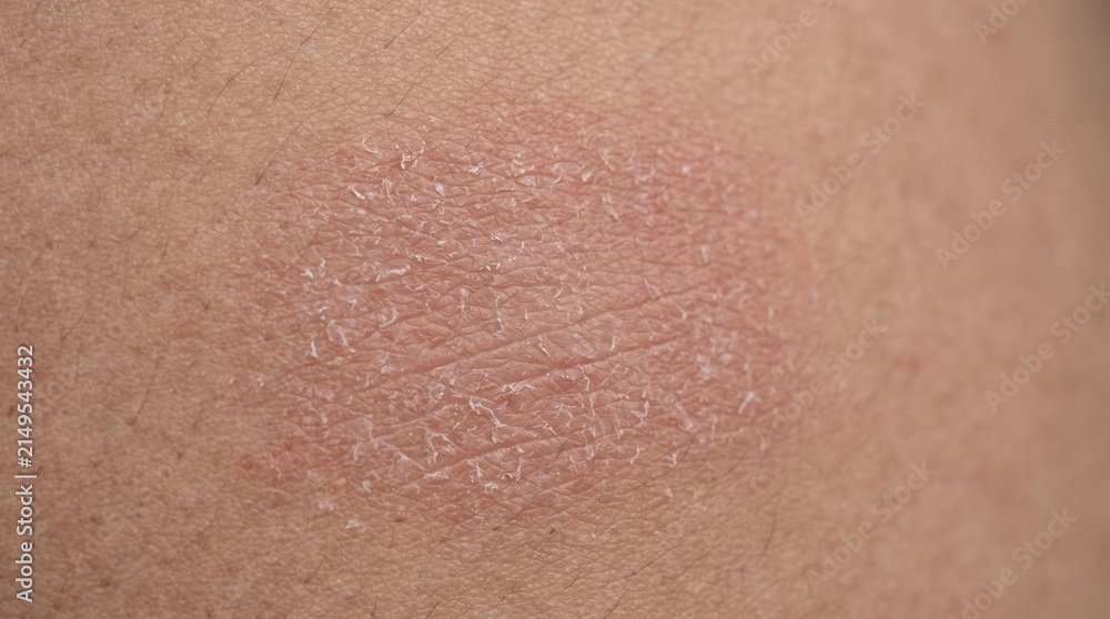 Fototapeta premium Macro extreme close up of red irritated dry patch on skin