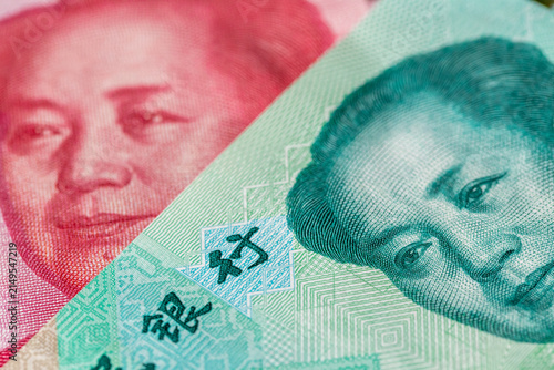 Принти на полотні Chinese yuan renminbi banknotes close-up representing the national currency and economy of China as a business background