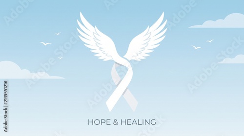Beautiful ribbon transforming into wings symbolizing hope freedom and new life