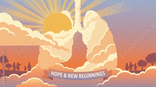 Beautiful sunrise breaking through lung cancer awareness day concept