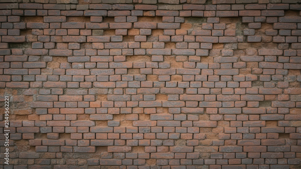 Fototapeta premium Distressed aged dark brick wall