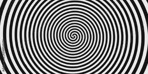 Cuadro en lienzo Optical illusion with black and white spiral pattern