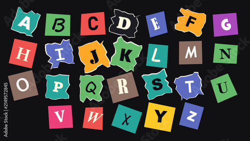 Alphabet Blocks Chaos: A scattered arrangement of colorful, torn alphabet blocks spells out the ABCs in a whimsical and chaotic fashion against a dark backdrop.
