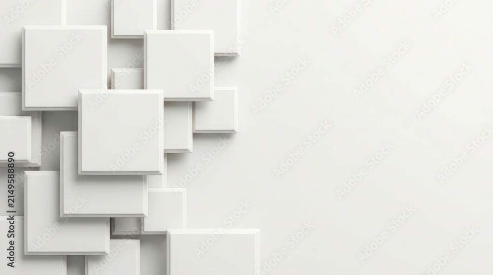 Fototapeta premium Minimalist white tiled style background with ample copy space.