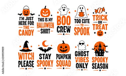 Halloween T-Shirt Design Set | Spooky Typography Bundle