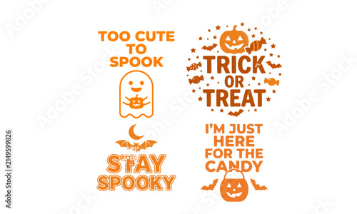 Halloween T-Shirt Design Set | Spooky Typography Bundle