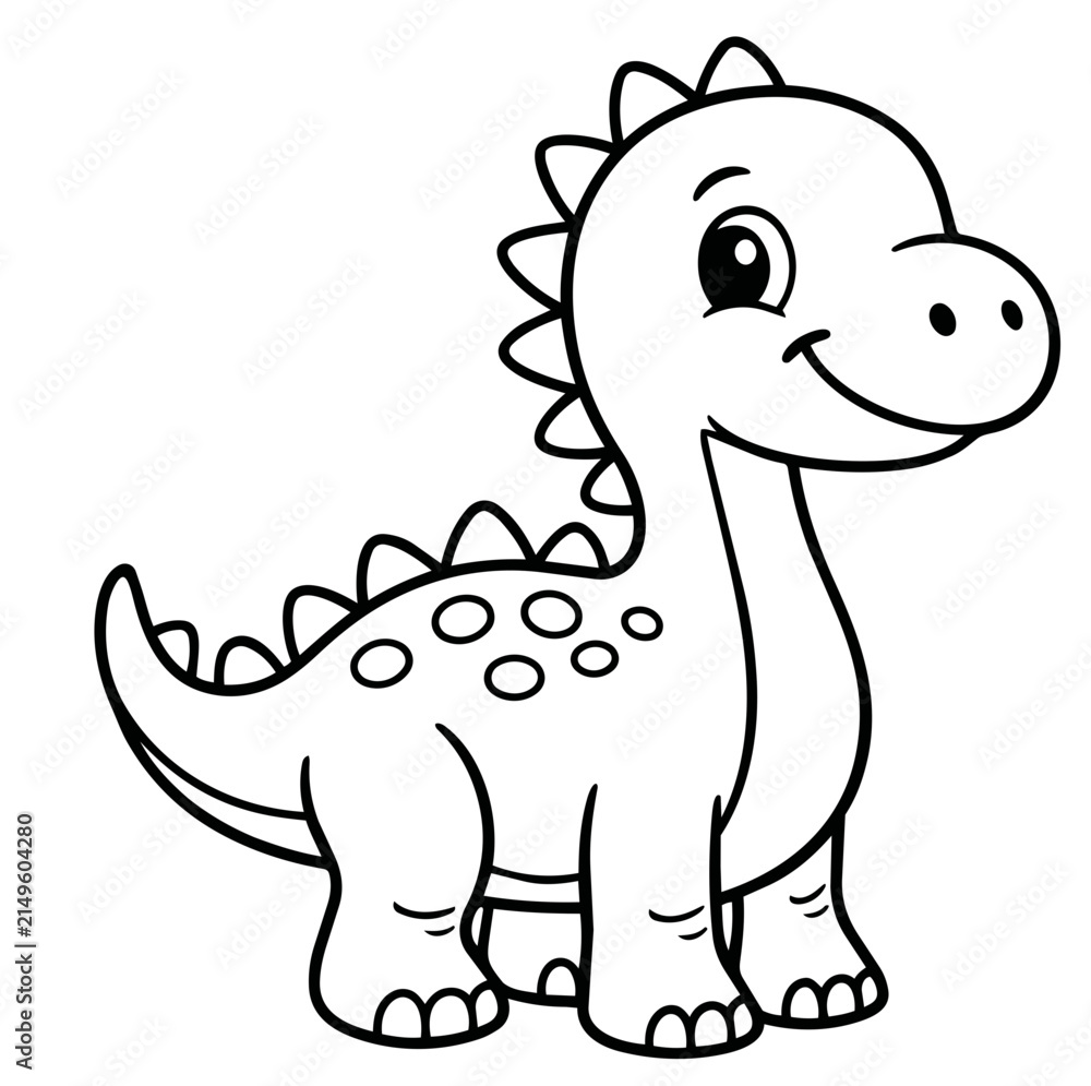 Fototapeta premium Cute Cartoon Dinosaur Line Art Illustration