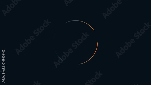 Minimalist airplane flying in circular orbit motion animation on dark 4k background