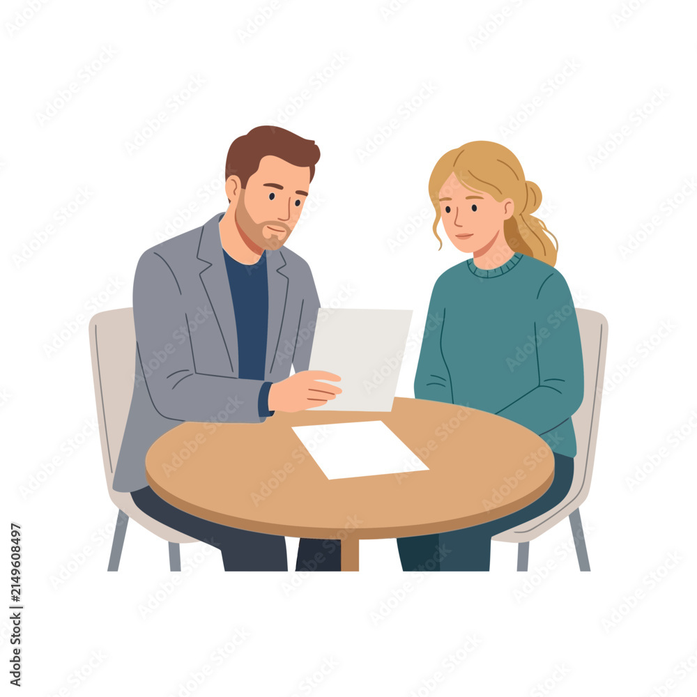 Fototapeta premium Professional Meeting Between Consultant and Client Discussing Business Documents