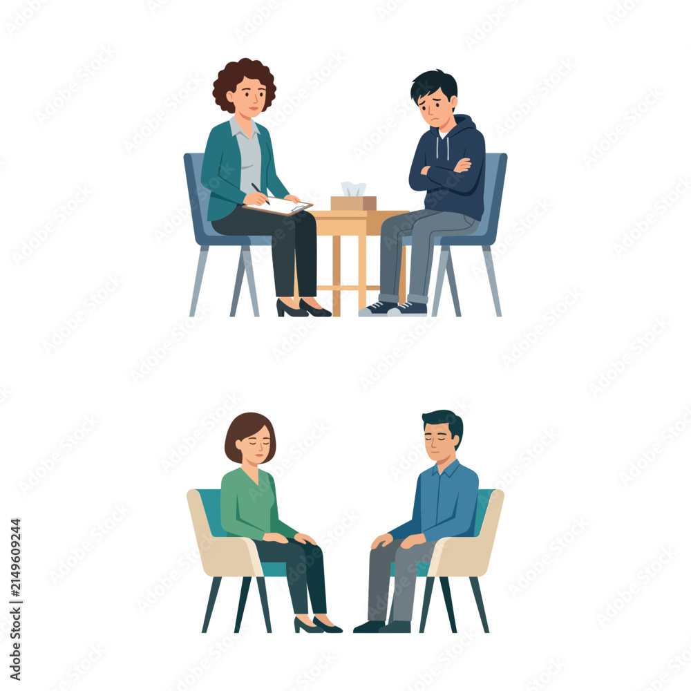 Obraz premium Professional Psychological Counseling Sessions Featuring Therapists Guiding Patients Through Emotional Challenges