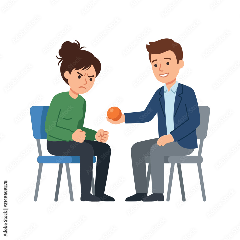 Obraz premium Psychologist Providing Emotional Support to an Angry Woman during a Professional Counseling Session in the Office