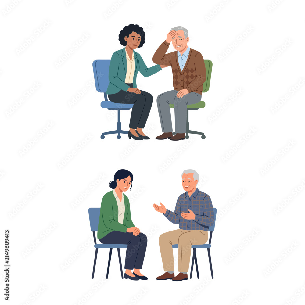 Fototapeta premium Professional Mental Health Counseling Sessions Between A Therapist And An Elderly Senior Patient During Clinical Therapy