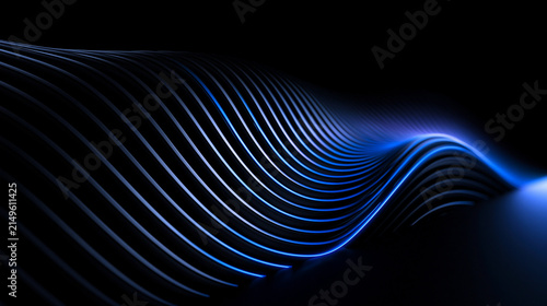 Abstract Futuristic Blue Wave Technology Background