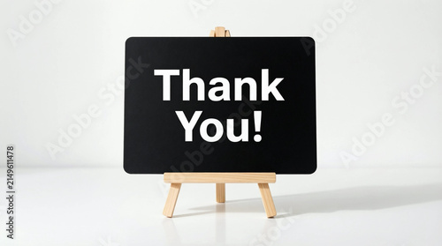 Thank You message displayed on blackboard on wooden easel for business or customer service appreciation