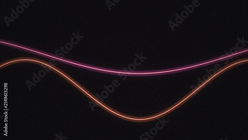 Bild auf Leinwand Two parallel wavy lines in magenta and orange glow against a dark, textured grai
