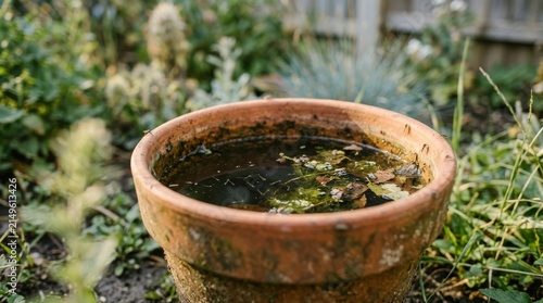 Mosquitoes Breeding in Stagnant Water in Garden Pot Risk of West Nile Virus Infection
