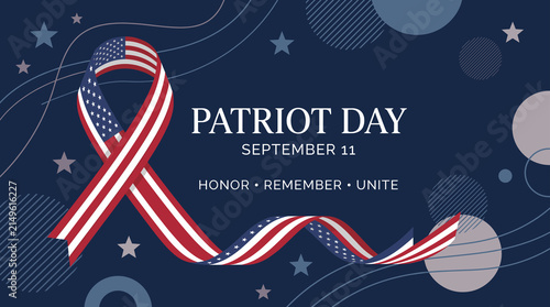 Patriot Day illustration with American flag ribbon