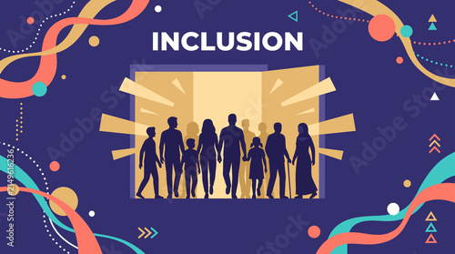 Inclusion concept illustration with diverse group silhouettes