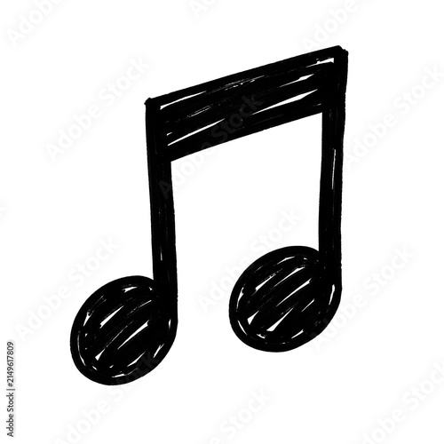 Hand Drawn Doodle Music Note isolated cutout on transparent background