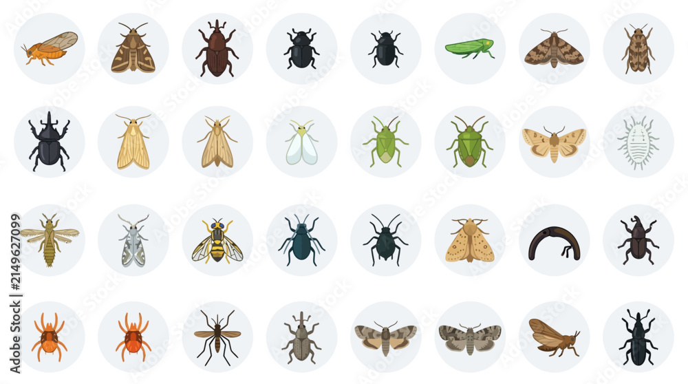 Fototapeta premium Collection of Various Insect Icons