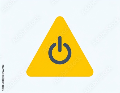 Yellow Warning Triangle with Power Button Flat Business Icon