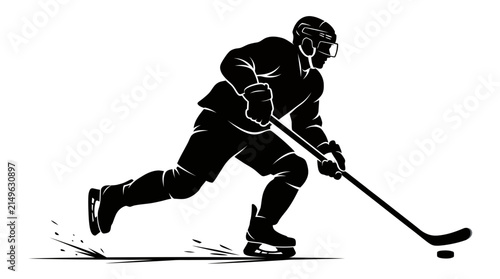 Canvas Print Ice Hockey Player Silhouette Vector Illustration