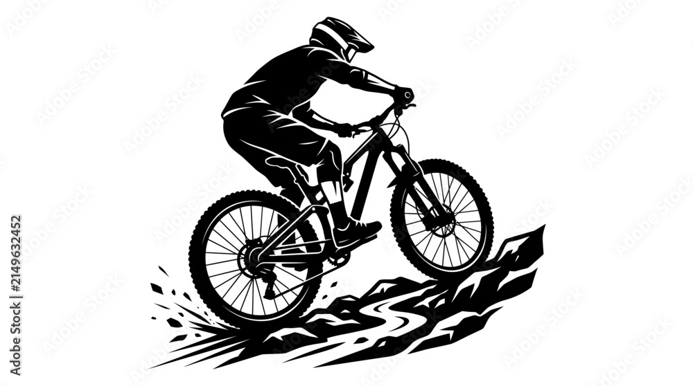 Naklejka premium Mountain Biker Downhill Vector Illustration