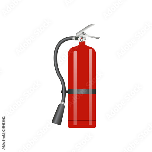 Fotografía 3D Realistic Red Fire Extinguisher with Hose and Safety Handle