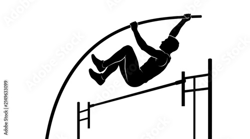 Obraz na plátne Pole Vaulter Silhouette Vector Illustration