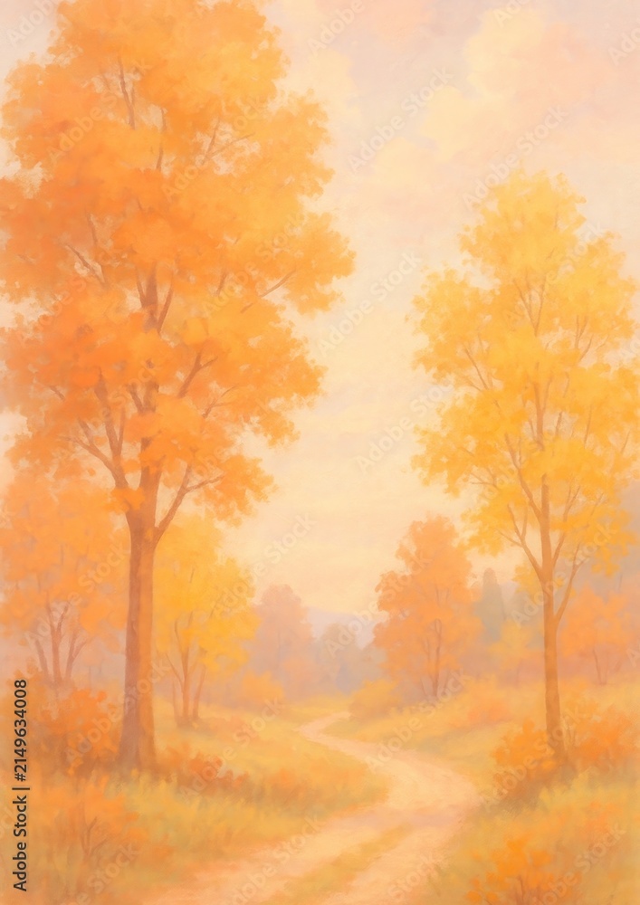 Fototapeta premium Serene autumn path painting