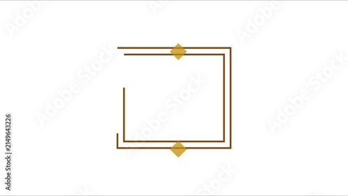 Minimalist gold geometric frame animation with line and diamond accents for luxury branding and wedding invitations 4k