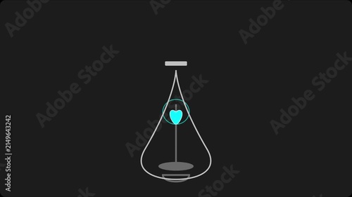 Minimalist glowing heart animation in abstract glass vessel for romantic digital and love concepts 4k
