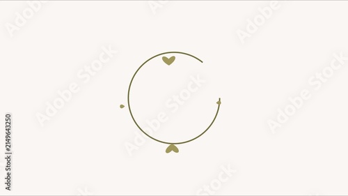 Minimalist gold heart circle loading animation for romantic wedding invitations and valentine’s day social media 4k
