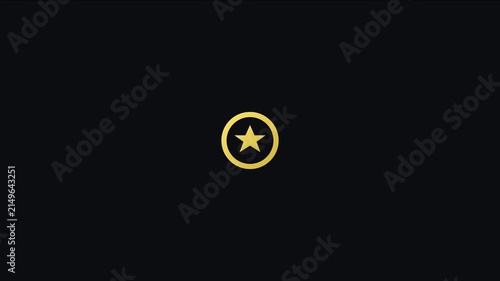 Minimalist gold star animation on 4k black background, for luxury branding, and motion