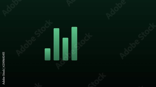 Minimalist green bar chart animation rising for financial growth and data analysis concept 4k data visualization